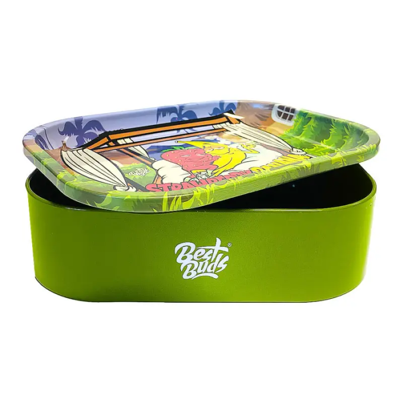 Thin Box Rolling Tray with Storage Best Buds - Strawberry...