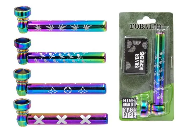 Metal/glass pipe "Rainbow Mesh" SET including...