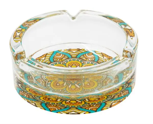Glass ashtray round, ø 10cm "Mandala"