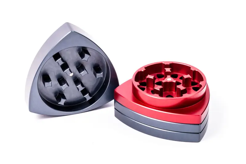 Gleichdick Alu Grinder 4-teilig Stahlblau/Rot