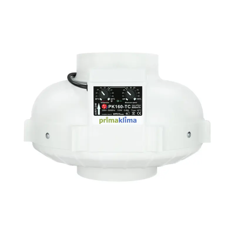 RVK 160 mm Prima Klima 800 m³/hThermostat und Drehzahlregler